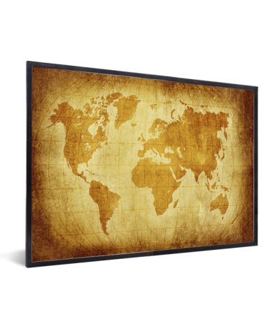 Weltkarte Pergament im Rahmen