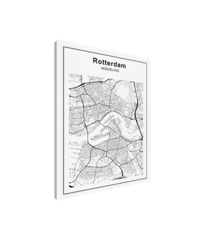 Stadtkarte Rotterdam Schwarz-Weiß Leinwand