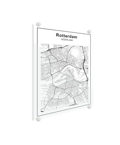 Stadtkarte Rotterdam Schwarz-Weiß Glas