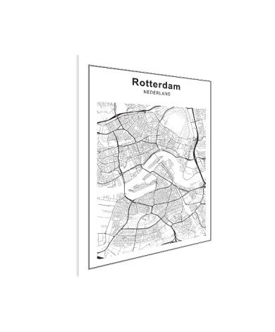 Stadtkarte Rotterdam Schwarz-Weiß Poster