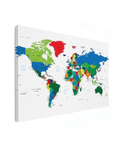 Weltkarte alle Länder Leinwand