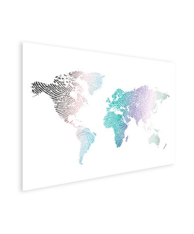 Fingerabdruck Weltkarte Farbig Poster