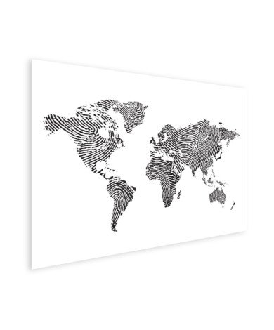 Fingerabdruck Weltkarte Schwarz-Weiß Poster