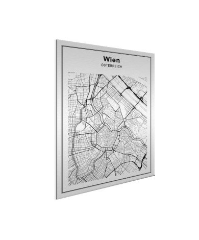 Stadtkarte Wien Schwarz-Weiß Aluminium