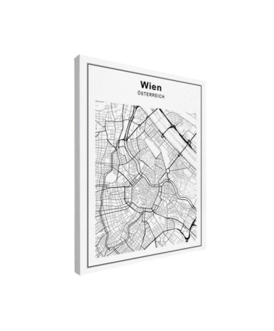 Stadtkarte Wien Schwarz-Weiß Leinwand