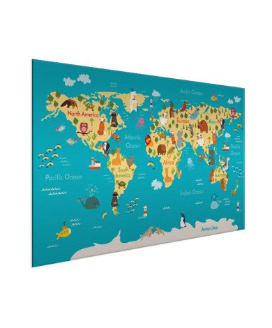 Weltkarte Kontinente & Meere Aluminium