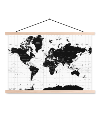 Weltkarte Informativ Textilposter