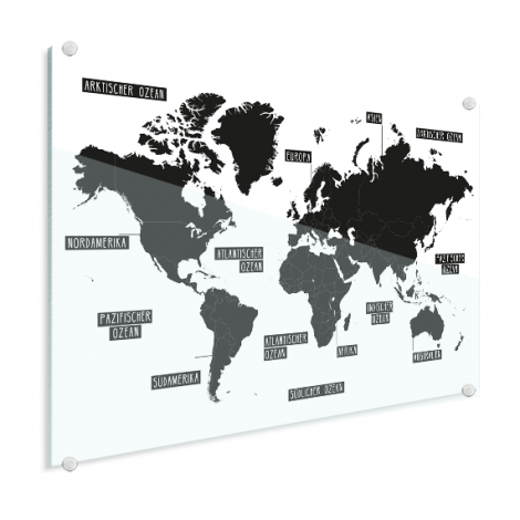 Einfache Weltkarte Schwarz-Weiß Acrylglas