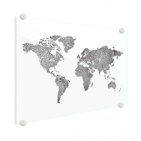 Fingerabdruck Weltkarte Schwarz-Weiß Acrylglas