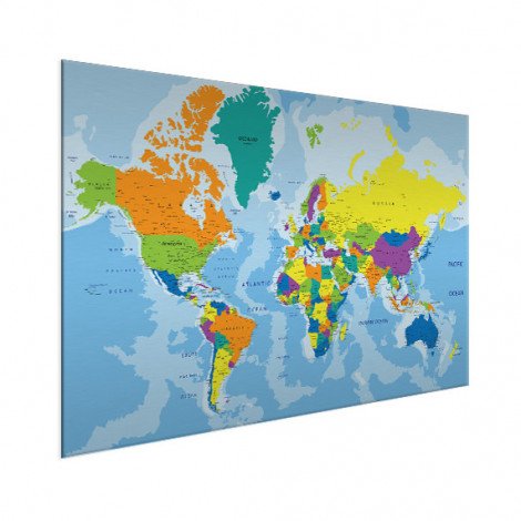 Weltkarte Grelle Farben Aluminium