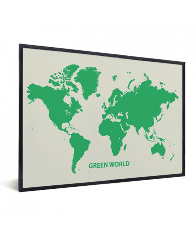 Weltkarte Grün im Rahmen