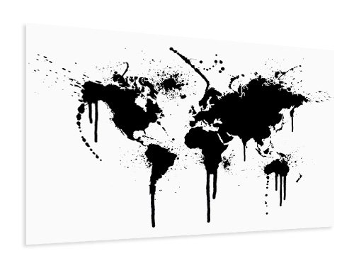 Weltkarte Poster schwarz weiss