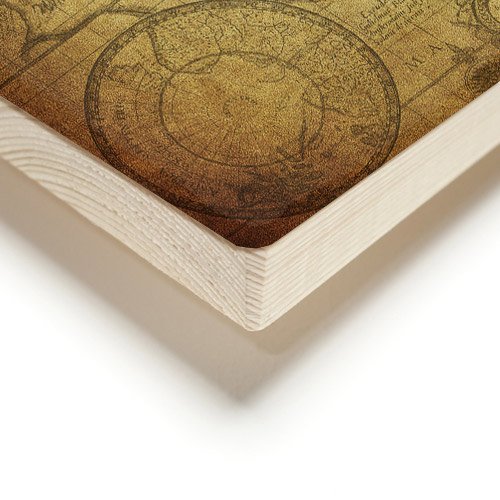 Weltkarte auf Holzplanken Detail